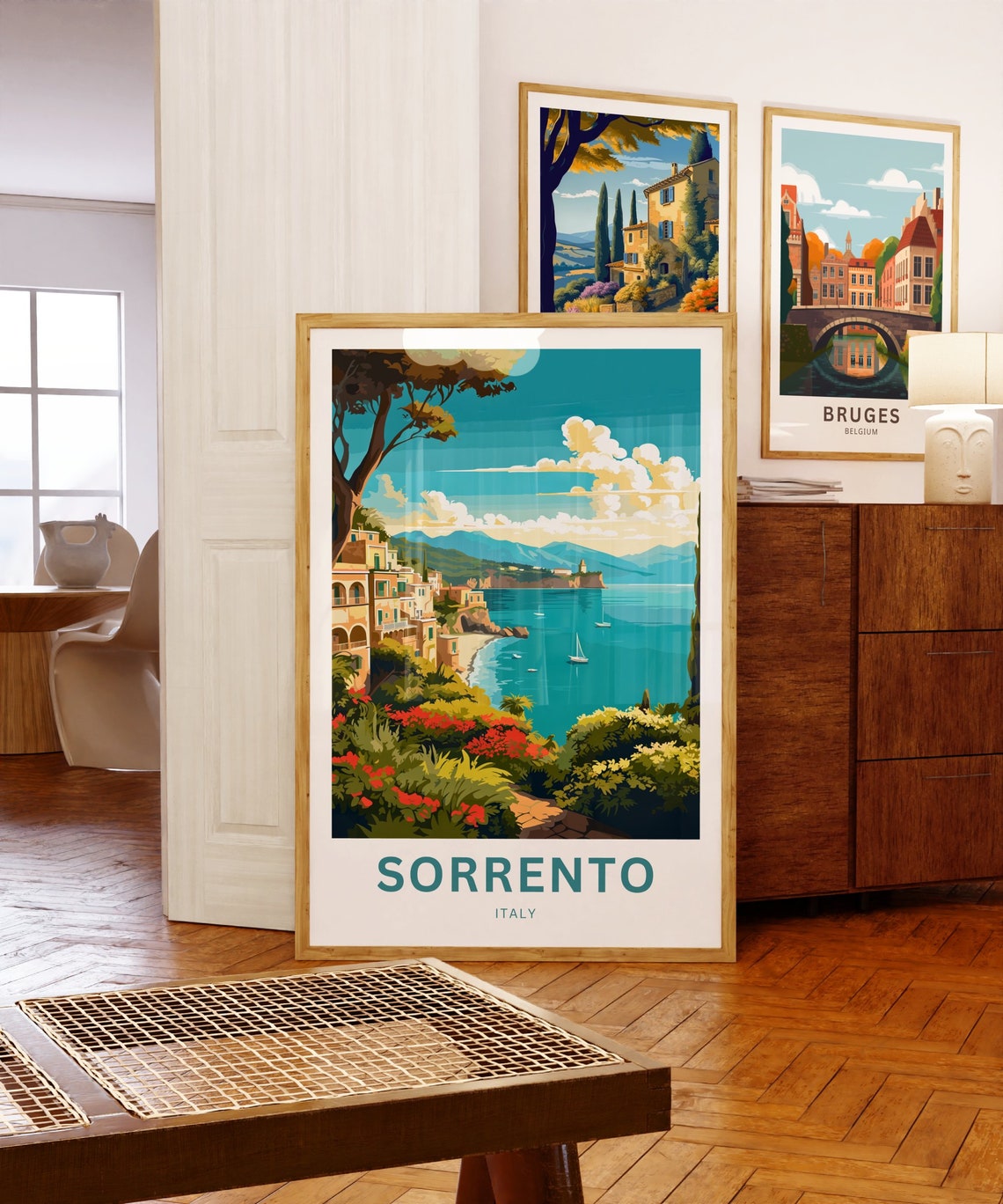 Sorrento Italy Flower Terrace Overlooking Bay Custom Art Poster - Image 5