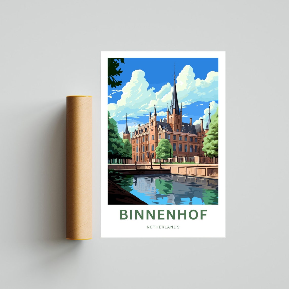 Binnenhof Netherlands Gothic Brick Buildings Canal View Poster - Image 4