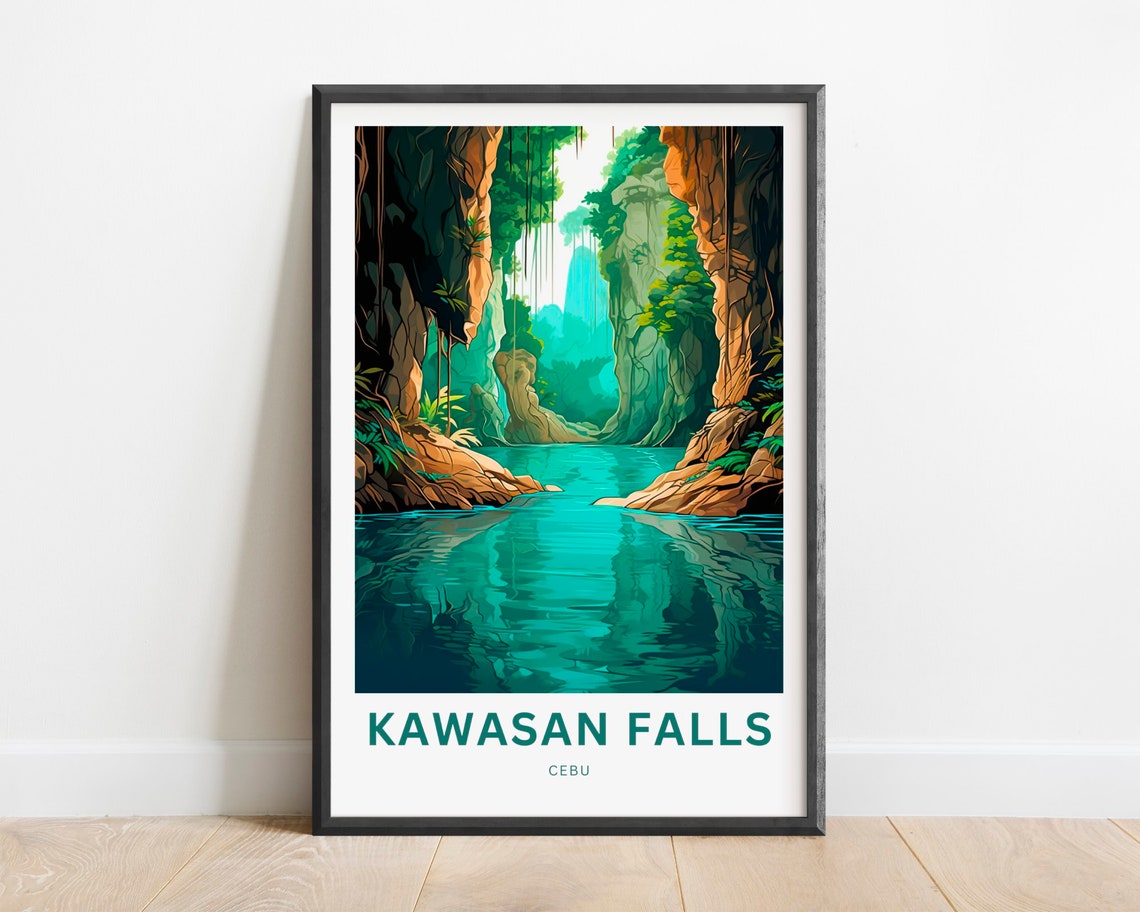Kawasan Falls Cebu Emerald Canyon River Jungle Travel Poster
