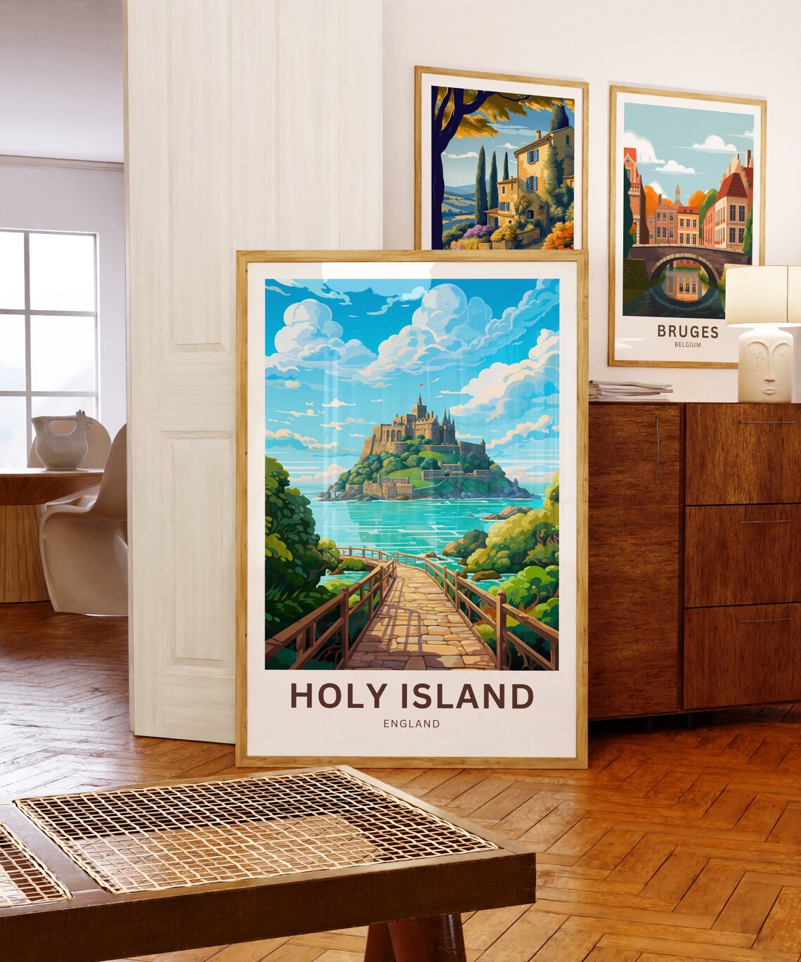 Holy Island England Castle Island Causeway Bridge Travel Poster - Image 5
