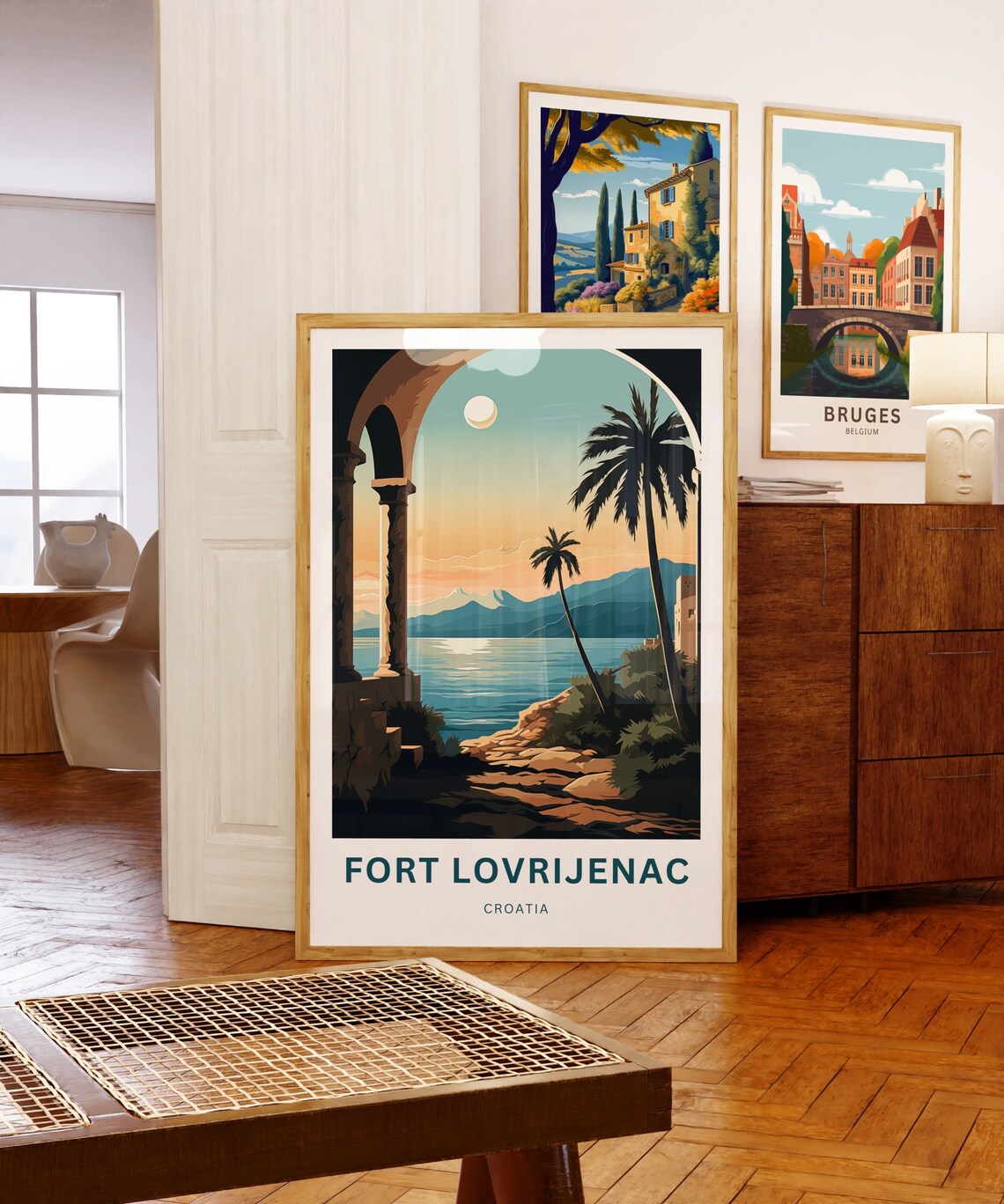 Fort Lovrijenac Croatia Moonlit Palm Terrace Sunset Travel Poster - Image 5