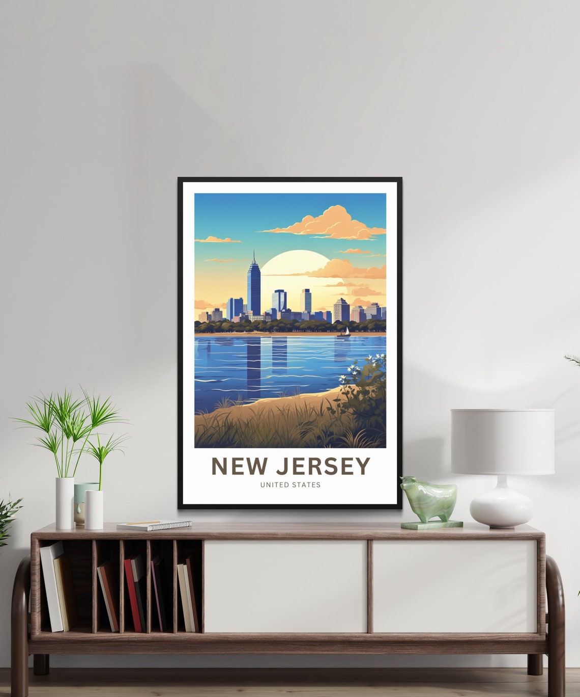 New Jersey Sunset Skyline Vintage Travel Souvenir Gift Poster - Image 2