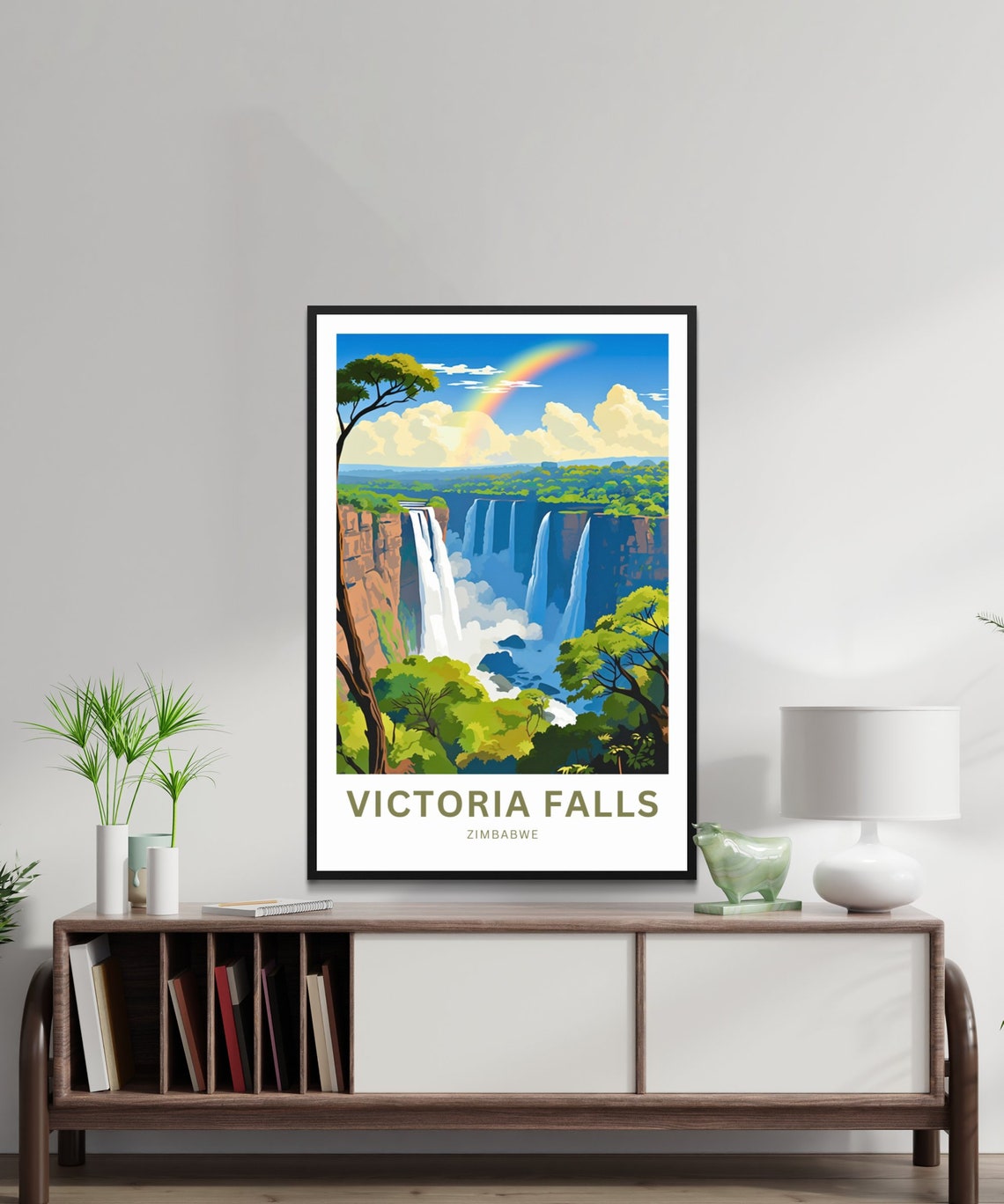 Victoria Falls Zimbabwe Waterfall Rainbow Panorama Travel Poster - Image 3