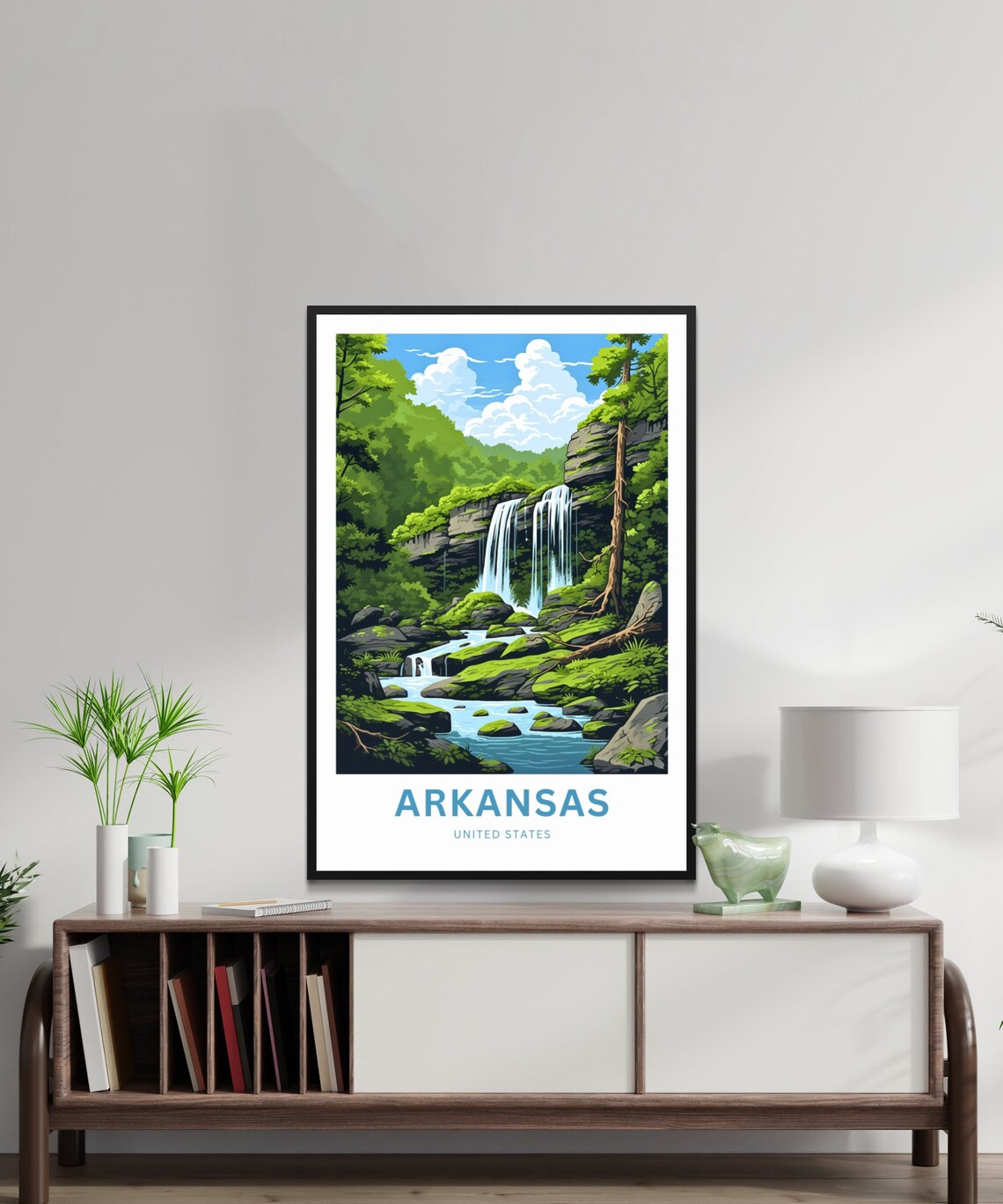 Arkansas Waterfalls United States Forest Stream Travel Poster - Image 2