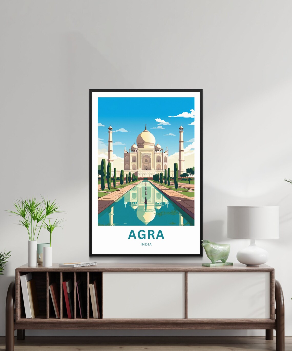 Taj Mahal Agra India Cypress Gardens Reflecting Pool Travel Poster - Image 2