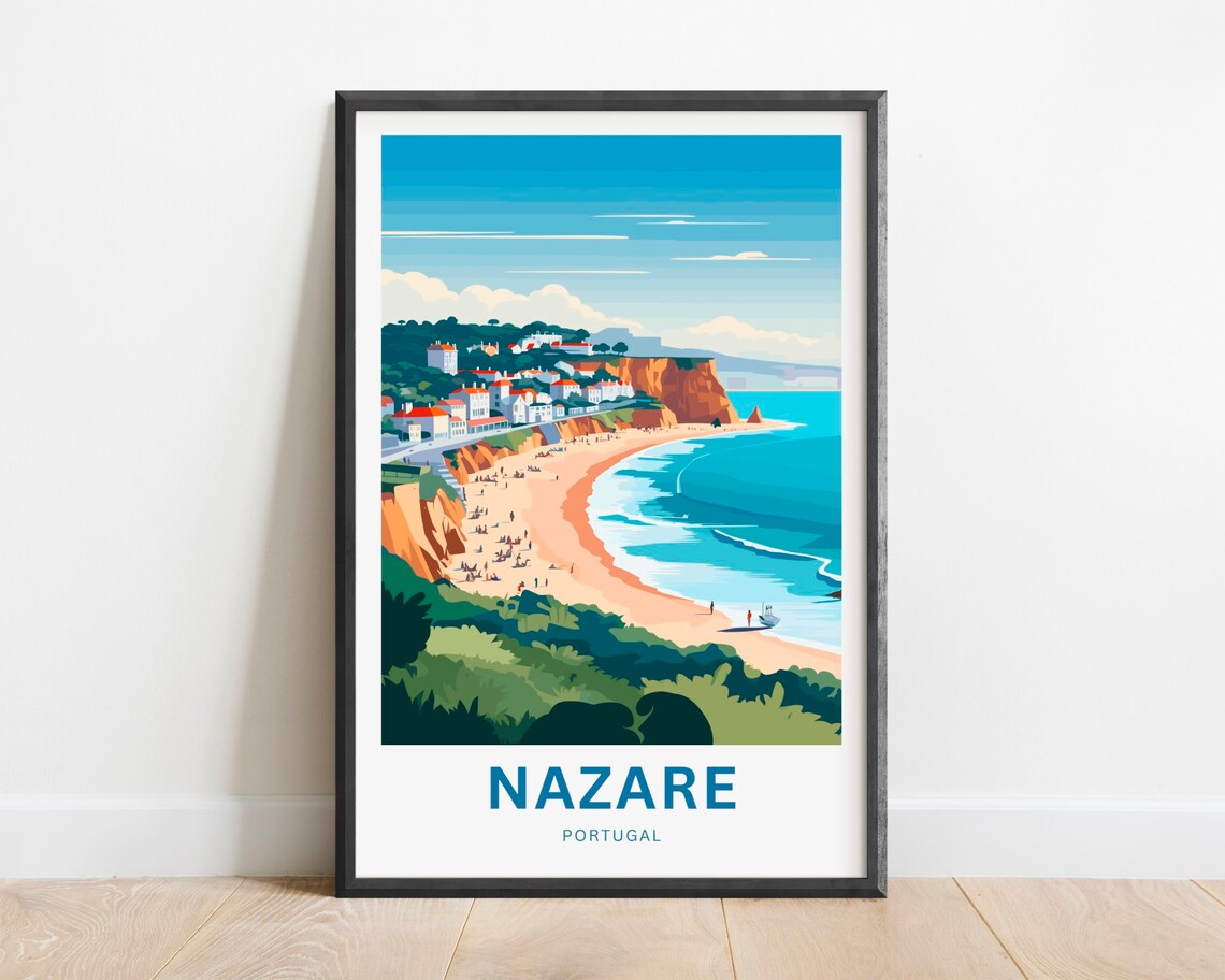 Nazare Travel Poster, Portugal Wall Art
