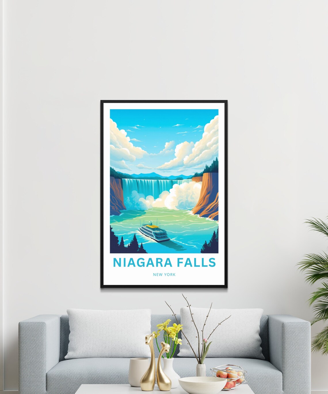 Niagara Falls Boat Rainbow Mist Custom New York Travel Poster - Image 3