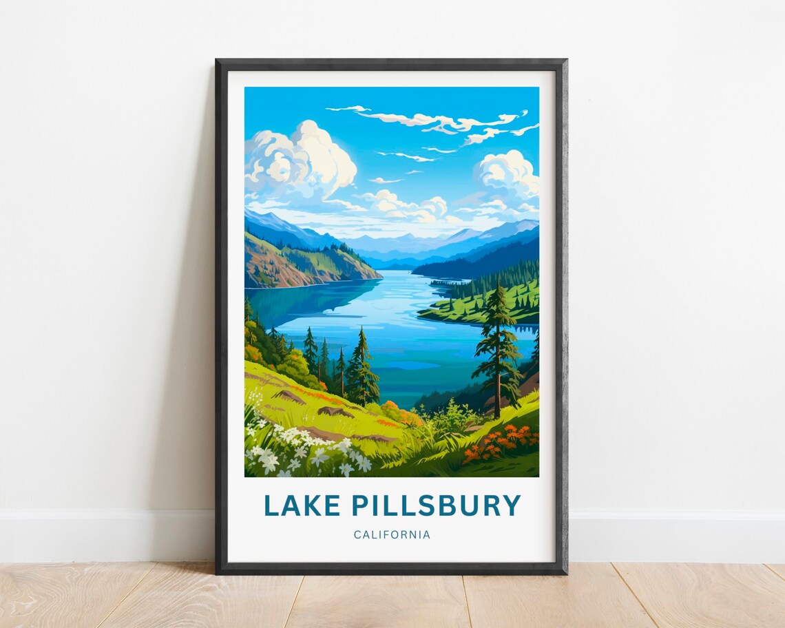 Lake Pillsbury California Blue Mountain Lake Wildflower Poster