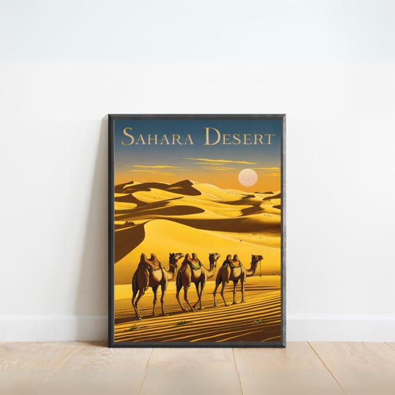Sahara Desert Vintage Travel Poster Sahara Desert Print North Africa Wall Art Framed Gift North Africa Present