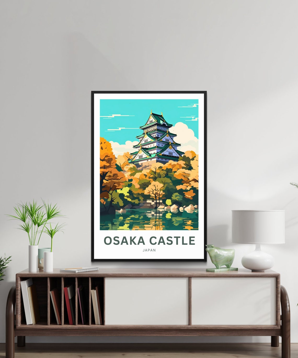 Osaka Castle Japan Golden Autumn Trees Moat Reflection Travel Poster - Image 2
