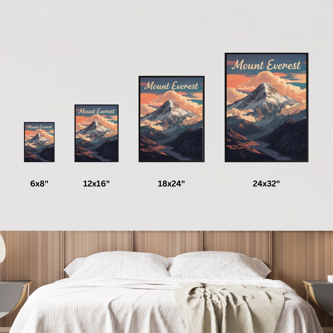 Mount Everest Snow Peak Clouds Sunset Vintage Mountain Travel Poster - Image 4
