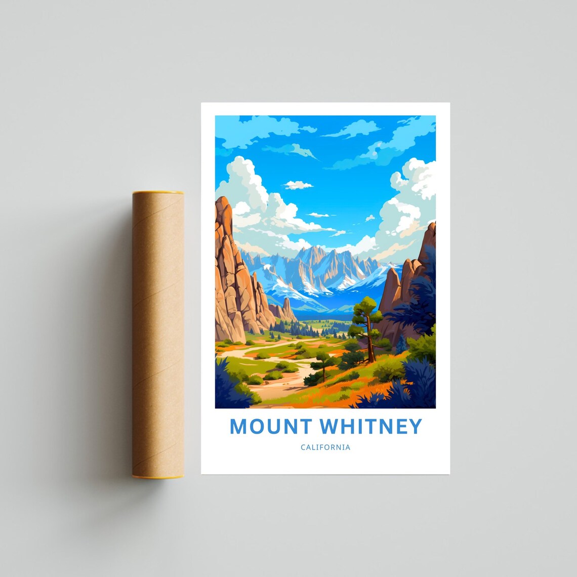 Mount Whitney California Travel Poster, Wall Art Print - Image 4