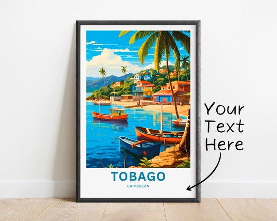 Personalized Tobago Travel Print Tobago Island Poster Caribbean Wall Art Framed Present Gift Trinidad And Tobago Present