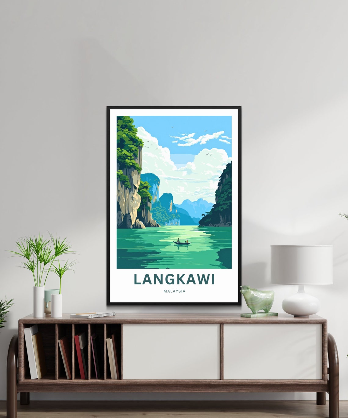 Langkawi Malaysia Limestone Karst Lagoon Boat Tropical Travel Poster - Image 2
