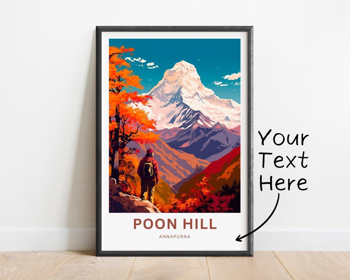 Poon Hill Annapurna Trekker Autumn Vista Customizable Poster