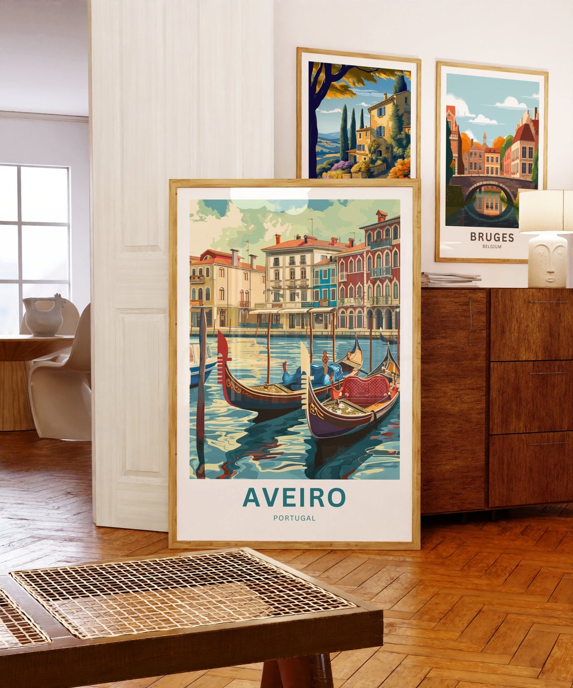 Personalized Aveiro Portugal Gondolas Custom Text Travel Poster - Image 5