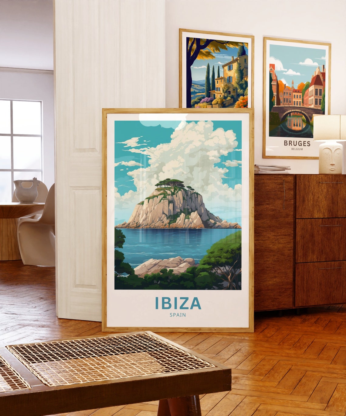 Ibiza Spain Rocky Island with Pine Trees in Blue Mediterranean Poster - Image 5