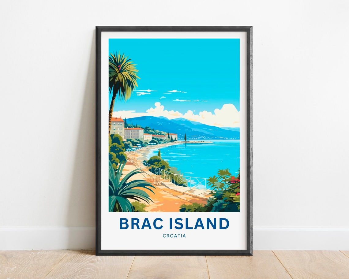 Brac Island Croatia Custom Waterfront Promenade Travel Poster