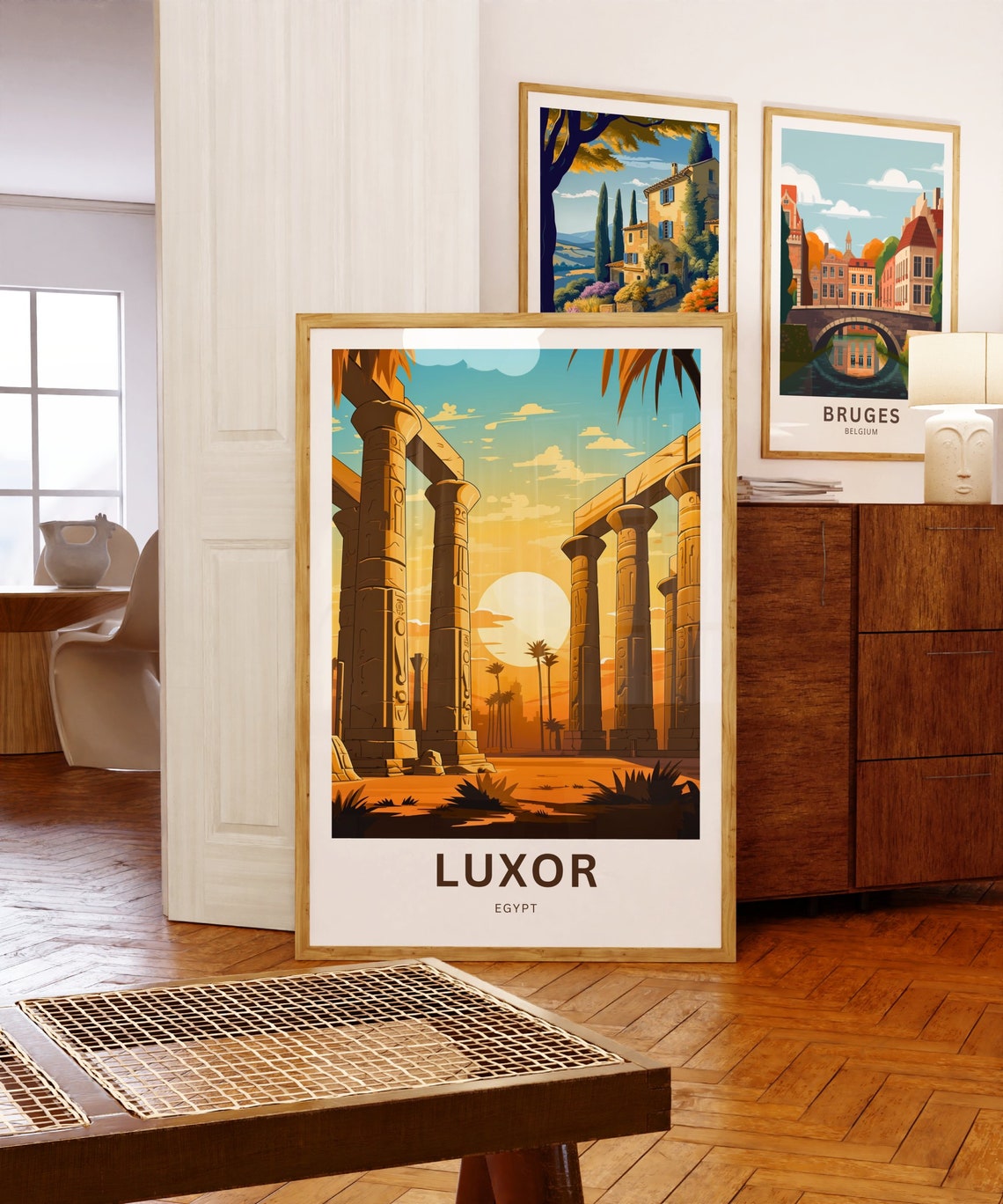 Luxor Egypt Temple Columns and Palms at Golden Sunset Poster - Image 5