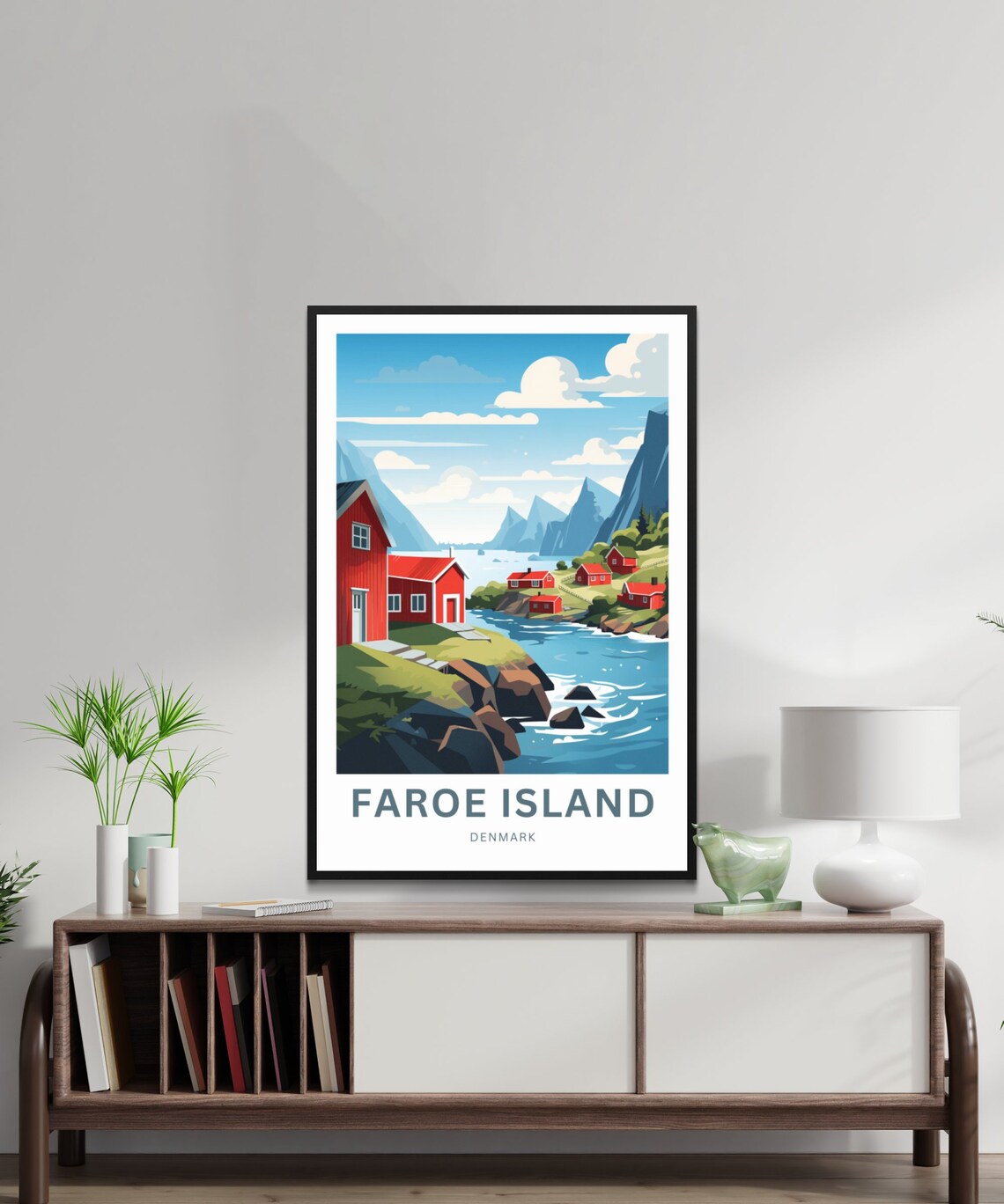 Faroe Island Denmark Rocky Shore Fjord Vintage Travel Poster - Image 2