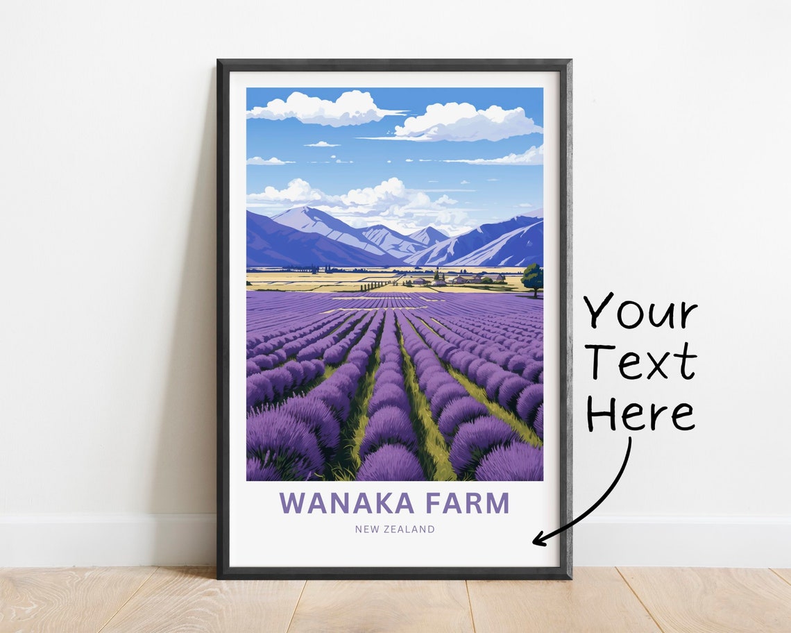 Wanaka Farm New Zealand Purple Lavender Fields Custom Poster