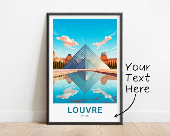 Personalized Louvre Paris Glass Pyramid Reflection Custom Travel Poster