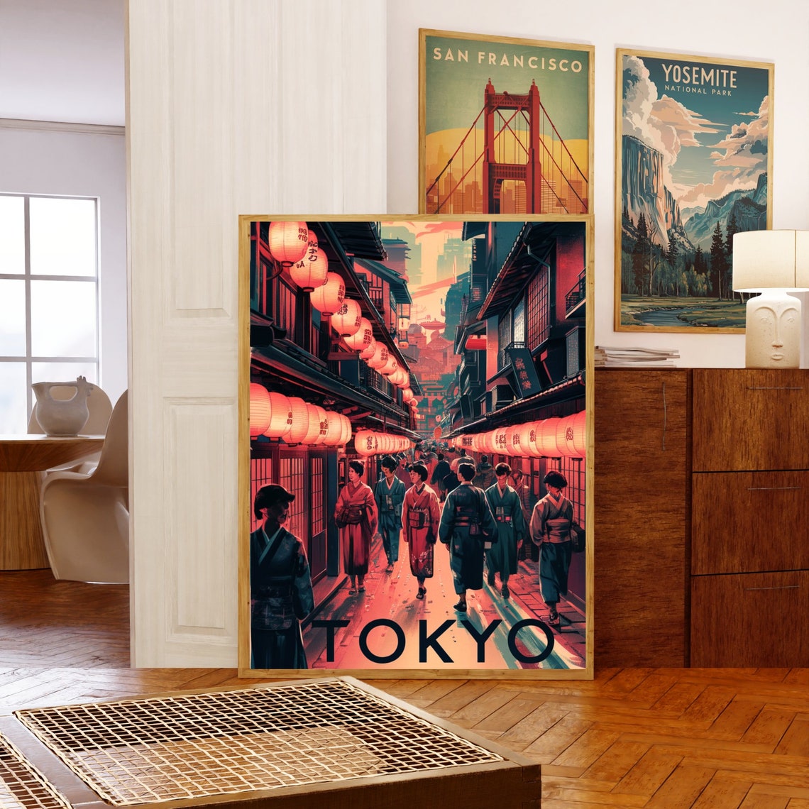 Tokyo Japan Lantern Lit Old Town Street Vintage Travel Poster - Image 5