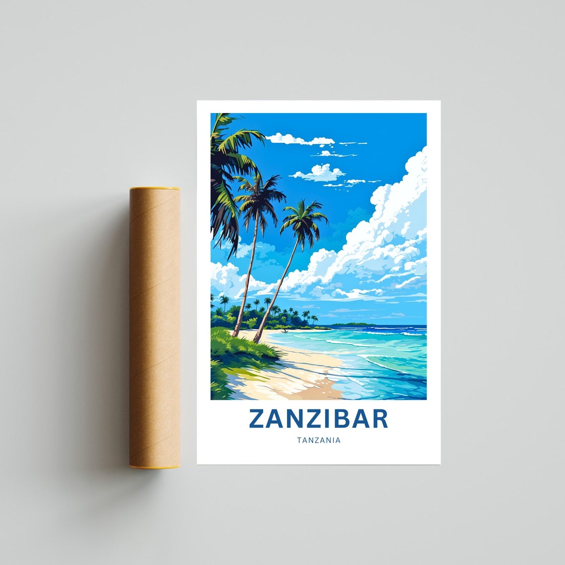 Zanzibar Tanzania Personalized Palm Beach Turquoise Waves Poster - Image 4