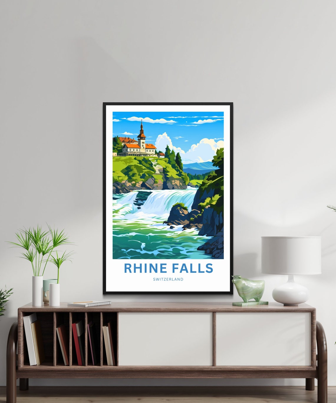 Rhine Falls Switzerland Thundering Waterfall Gorge Travel Poster - Image 2