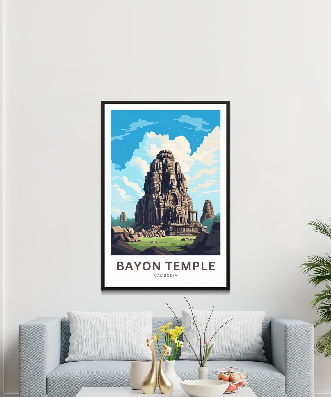 Bayon Temple Cambodia Angkor Thom Customizable Travel Poster - Image 3