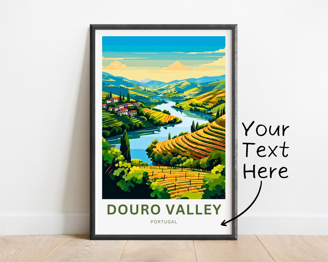 Douro Valley Portugal Riverside Village Vineyard Terraces Poster
