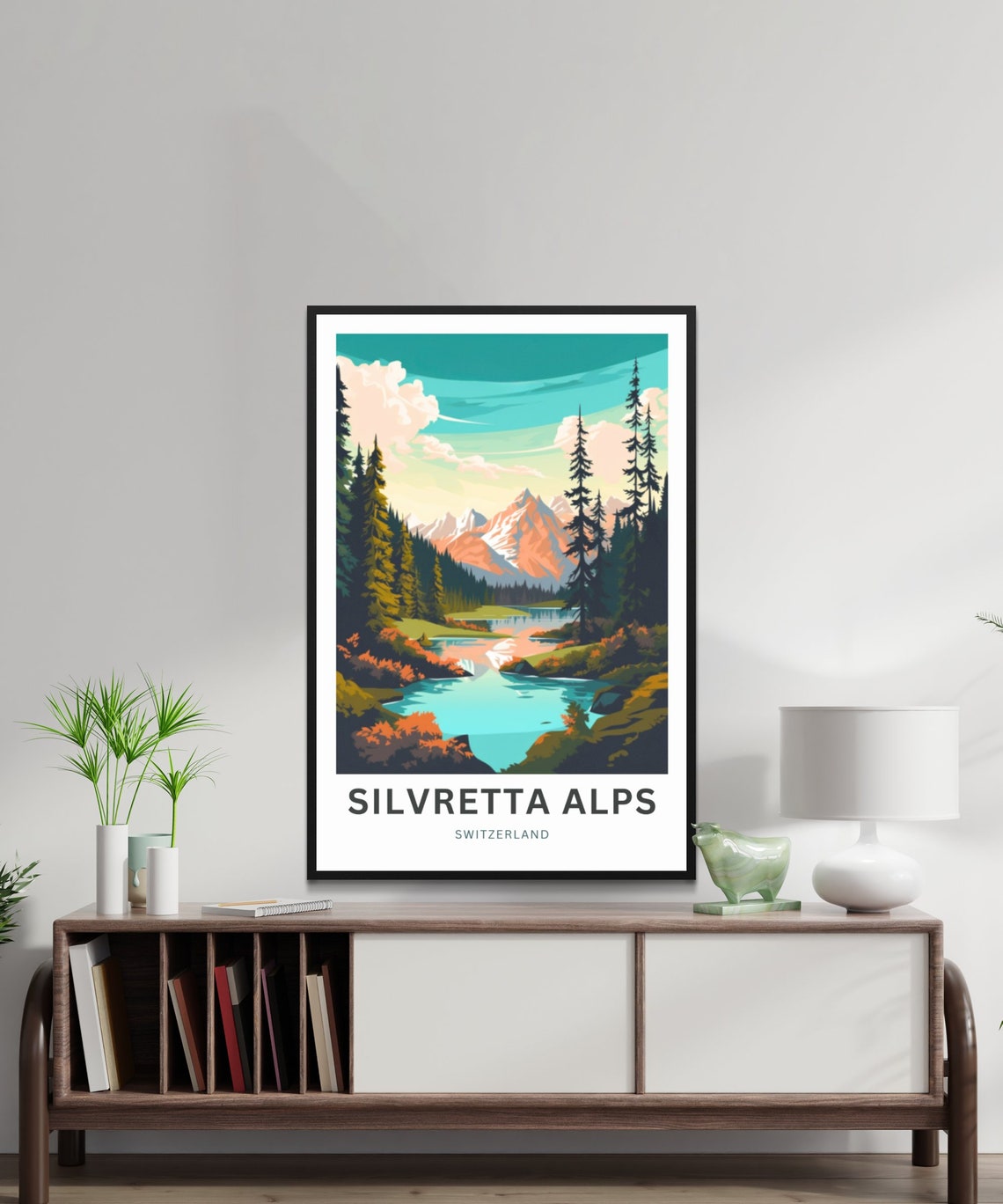 Personalized Silvretta Alps Switzerland Alpine Lake Pines Poster - Image 2