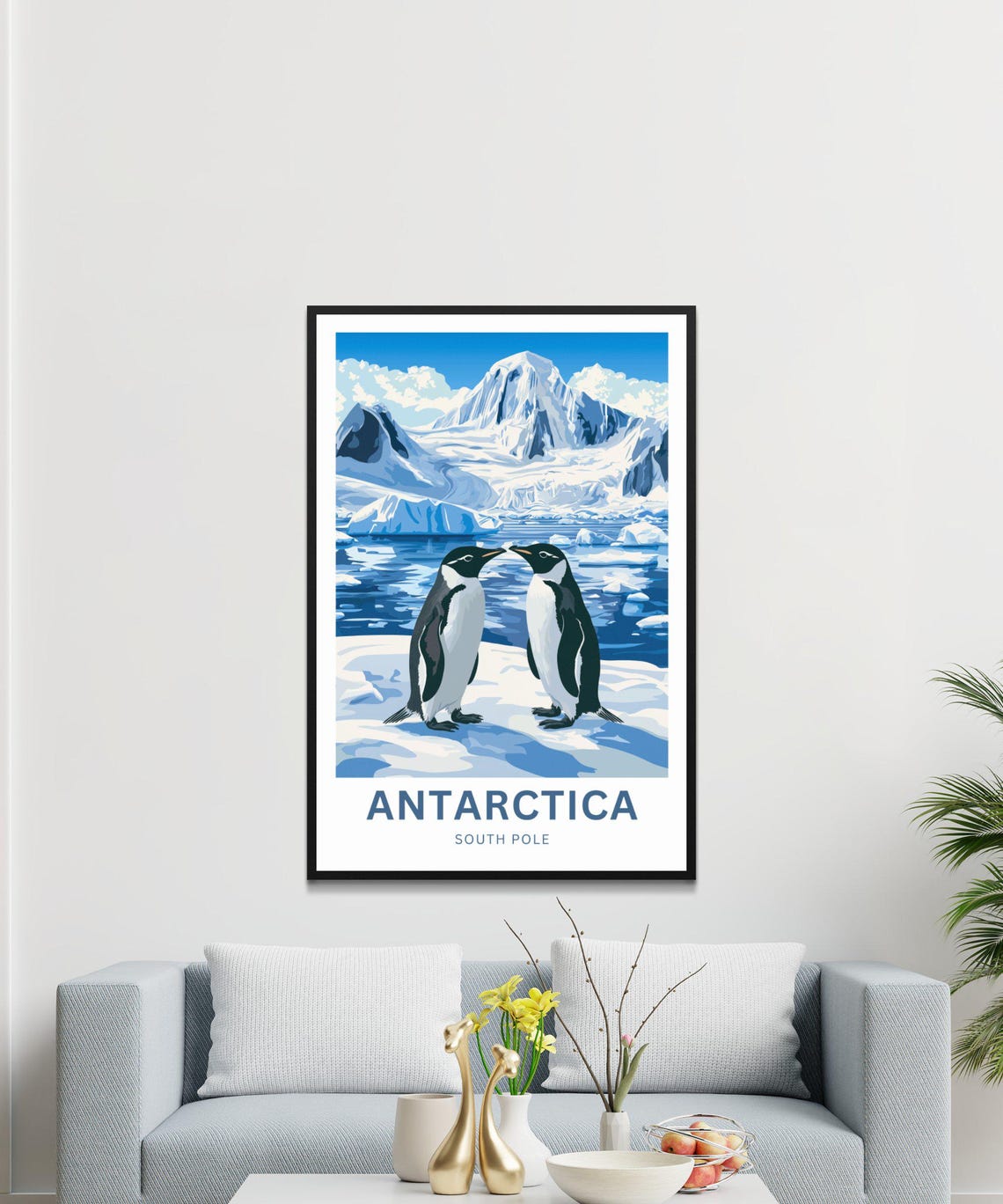 Personalized Antarctica South Pole Gentoo Penguin Pair Ice Poster - Image 3