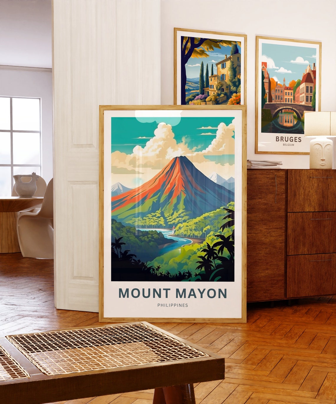 Mount Mayon Philippines Red Volcano Jungle River Travel Poster - Image 5