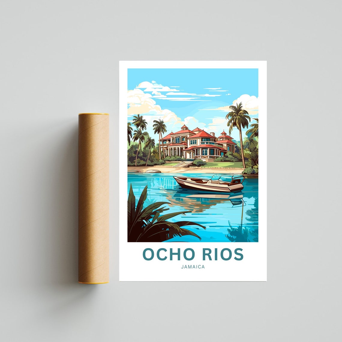 Ocho Rios Jamaica Tropical Villa Personalized Caribbean Poster - Image 4