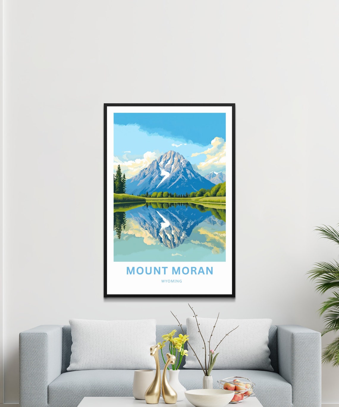 Mount Moran Wyoming Mirror Lake Reflection Green Valley Peaks Poster - Image 3