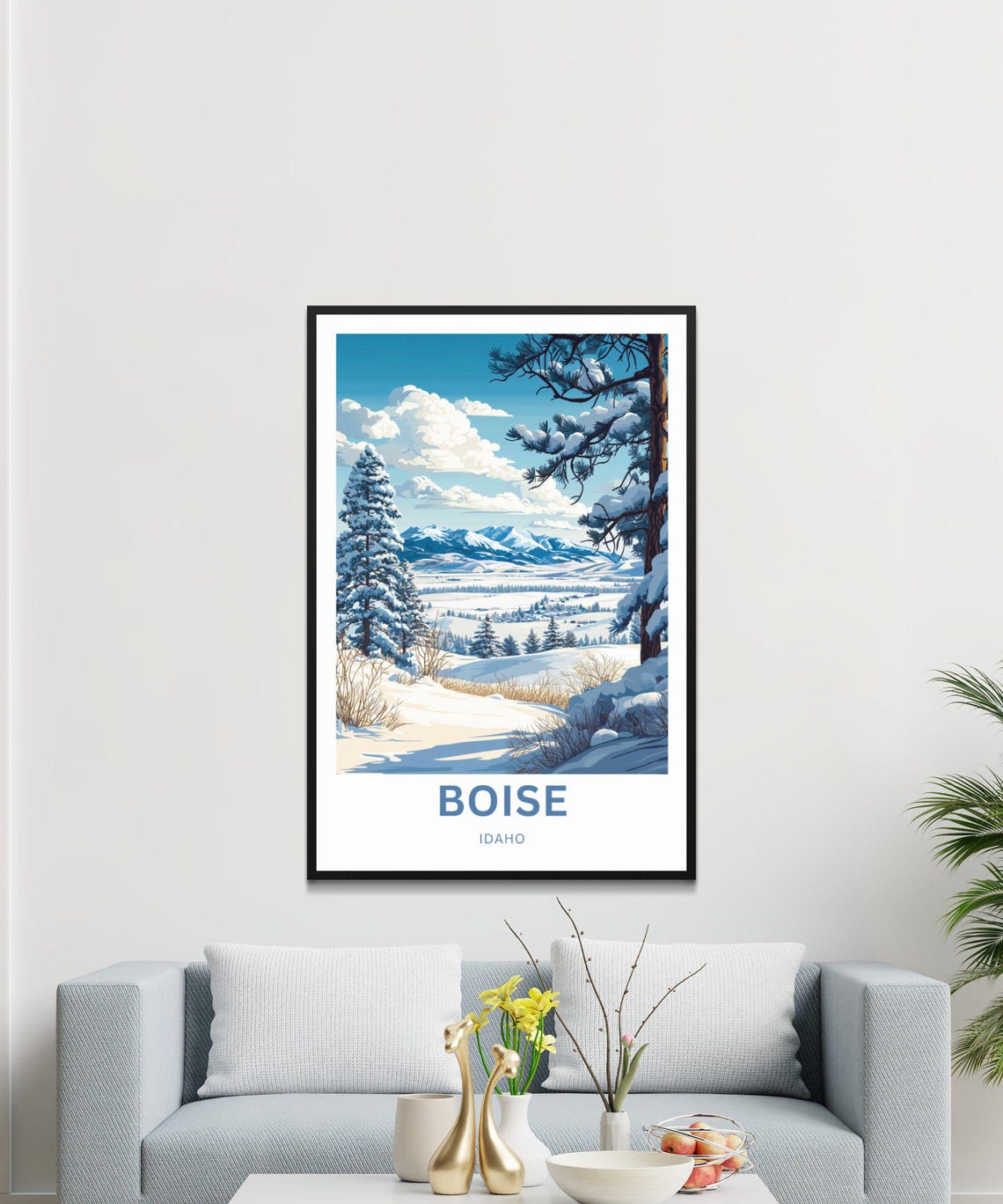 Boise Idaho Winter Mountains Snowy Pines Alpine Scene Poster - Image 4