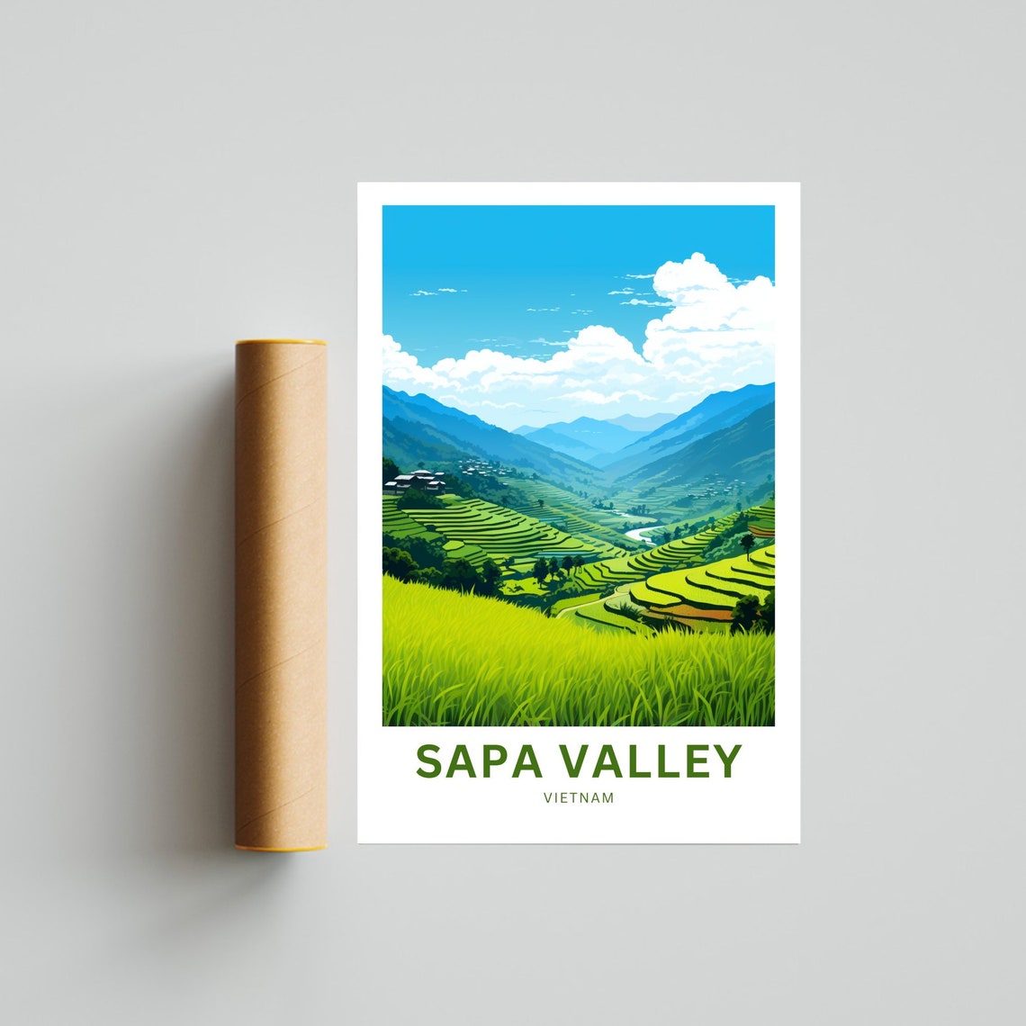 Personalized Sapa Valley Vietnam Rice Terraces Mountain Travel Poster - Image 4