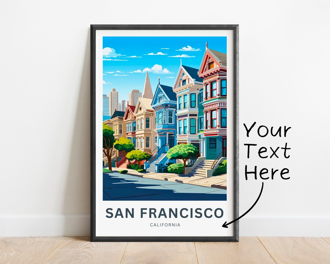 Personalized San Francisco Skyline Custom Vintage Travel Poster Art