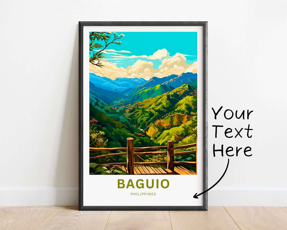 Personalized Baguio City Philippines Travel Poster Mountain View