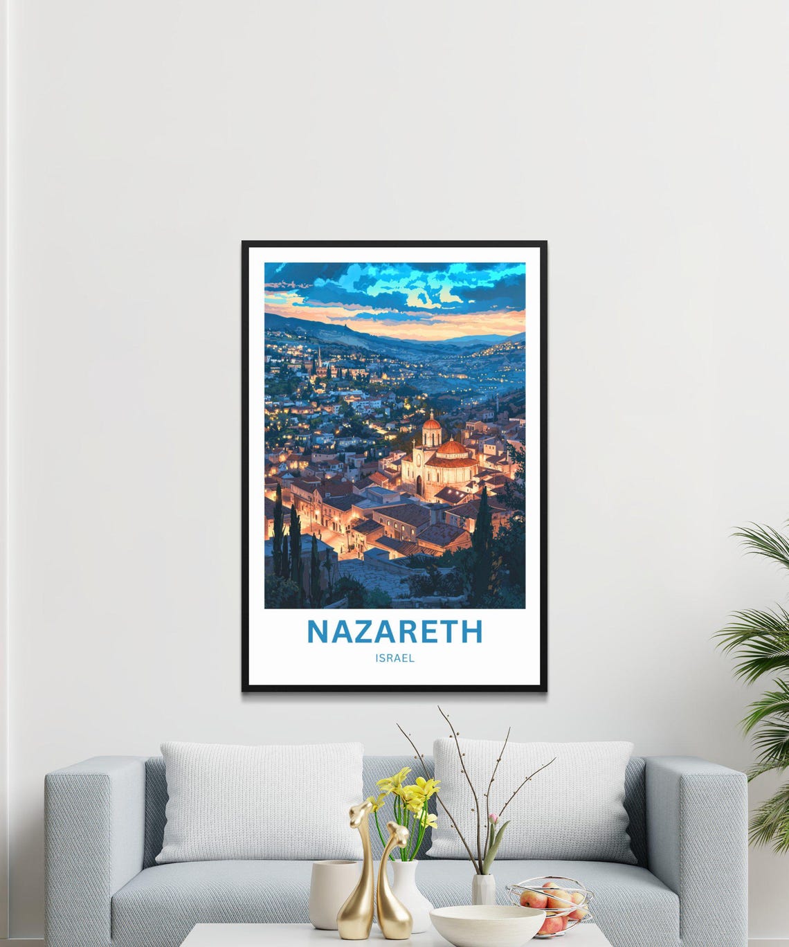 Nazareth Israel City Lights Night Skyline View Travel Poster - Image 3