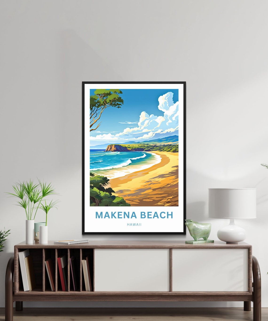 Personalized Makena Beach Hawaii Poster with Golden Sand Coast Art - Image 2