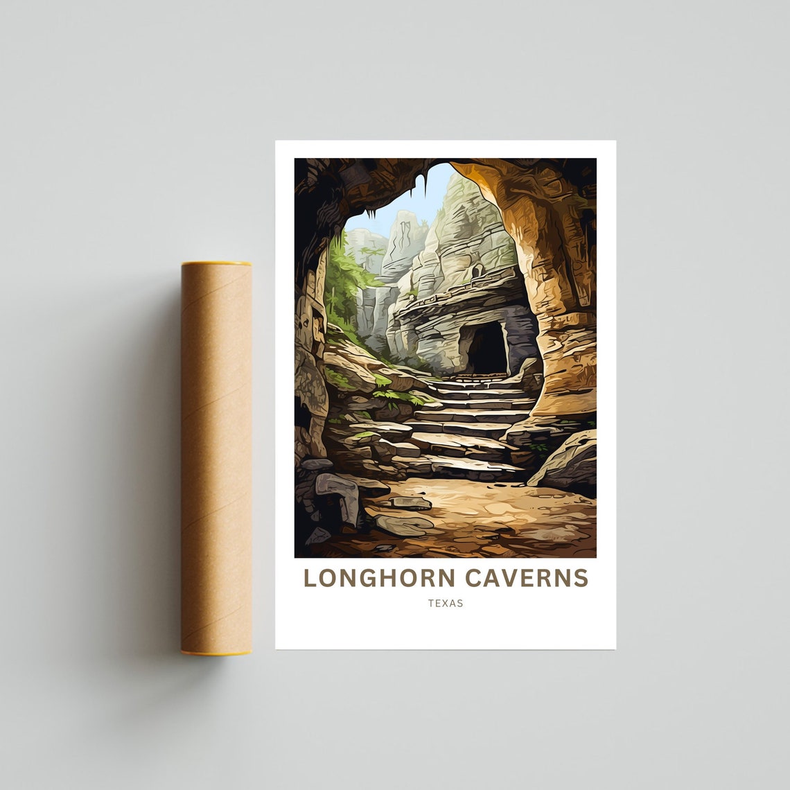 Personalized Longhorn Caverns Texas Cavern Arch Rock View Poster - Image 4