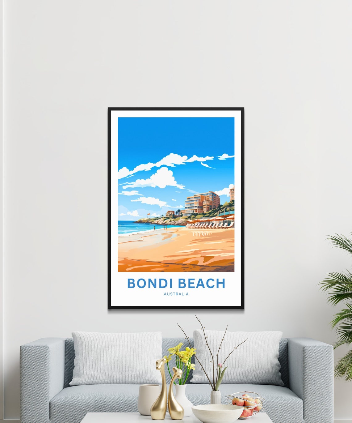 Bondi Beach Australia Sand Resort Shoreline Custom Text Poster - Image 3