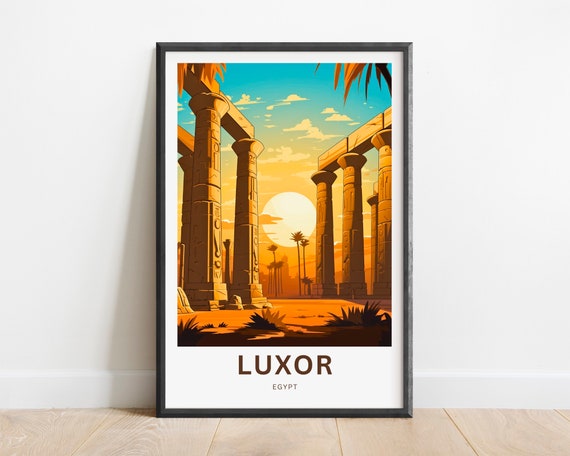 Luxor Travel Print Luxor Poster Egypt Wall Art Framed Present Gift Egypt Present Egypt Decor Custom Text Personalized