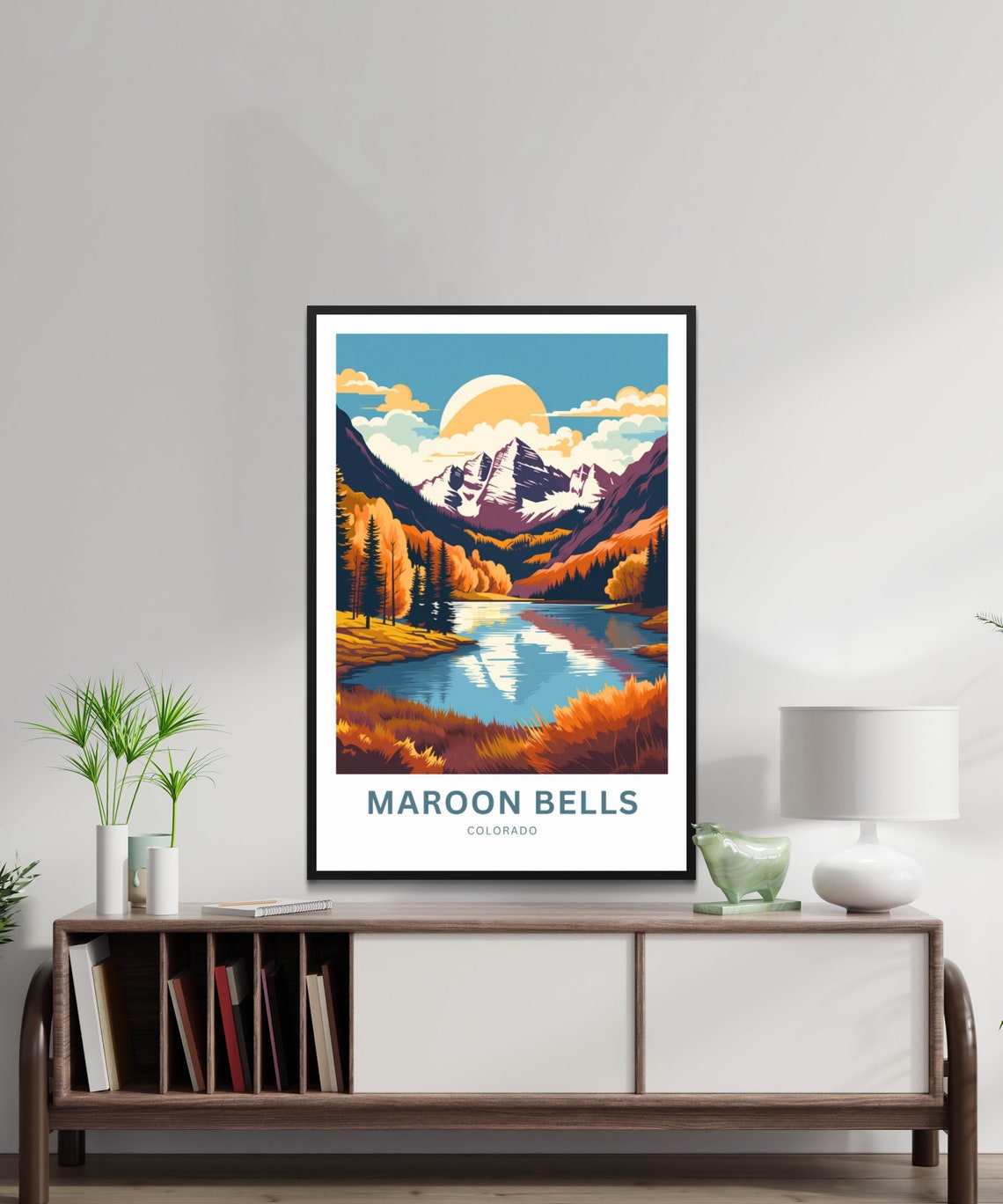 Maroon Bells Colorado Sunset Lake Autumn Aspens Travel Poster - Image 3