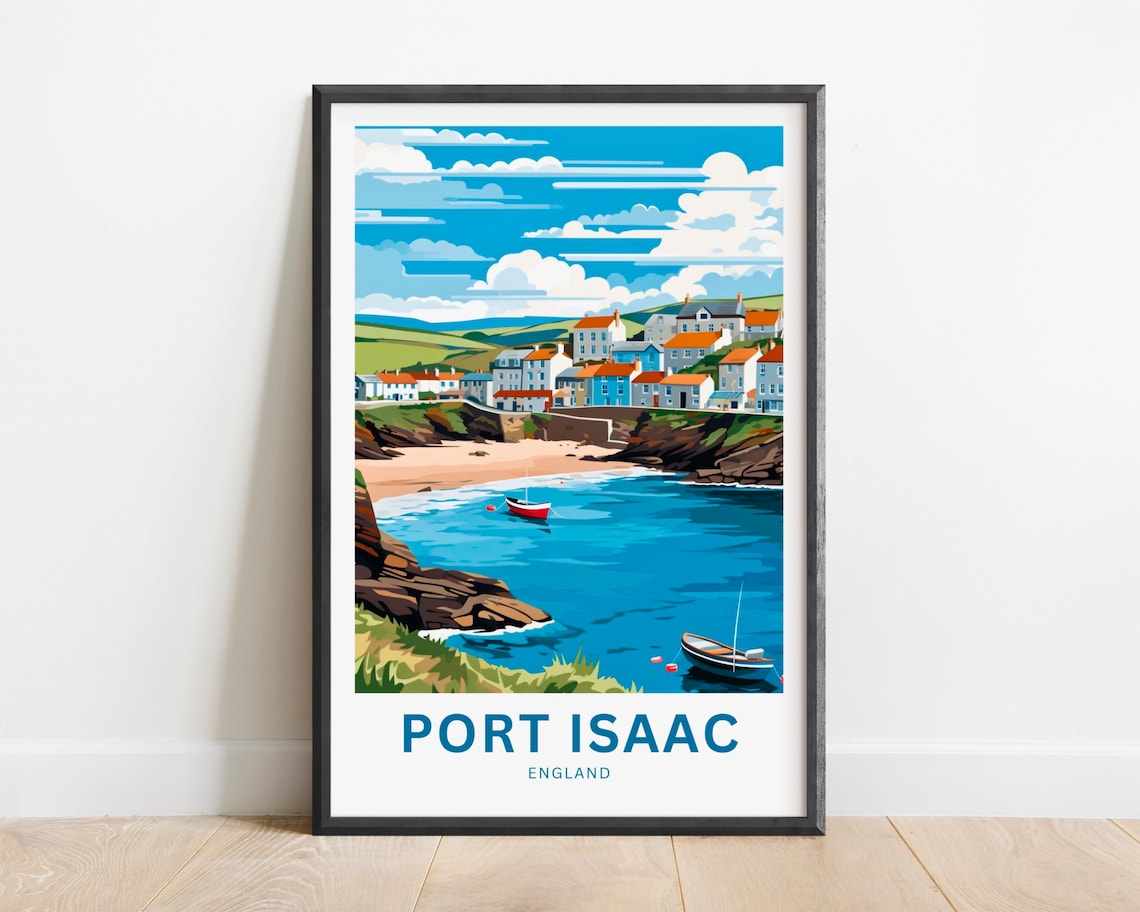 Port Isaac England Fishing Village Harbor Cornwall Travel Art Poster