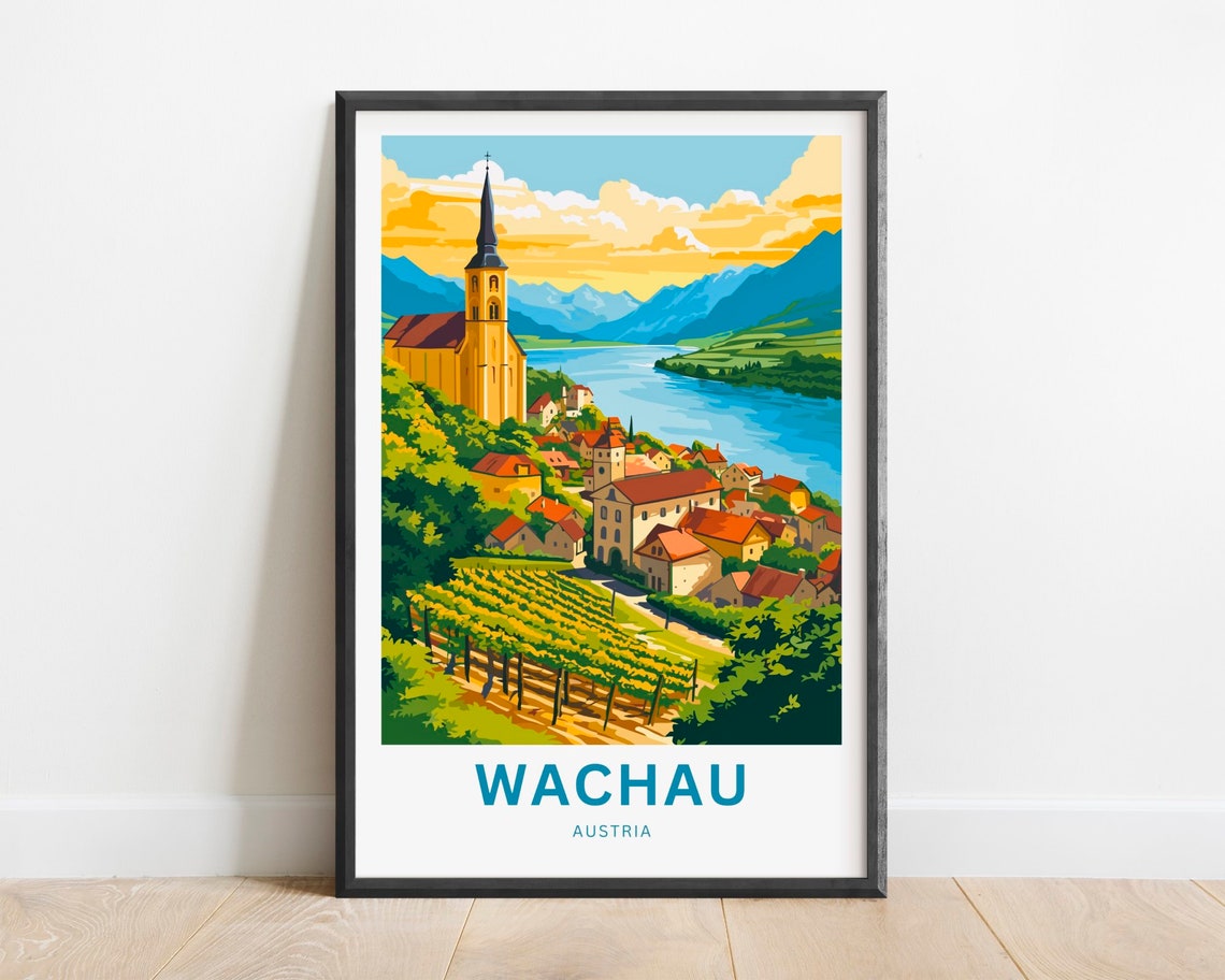 Wachau Austria Vineyard River Valley Vintage Travel Art Poster