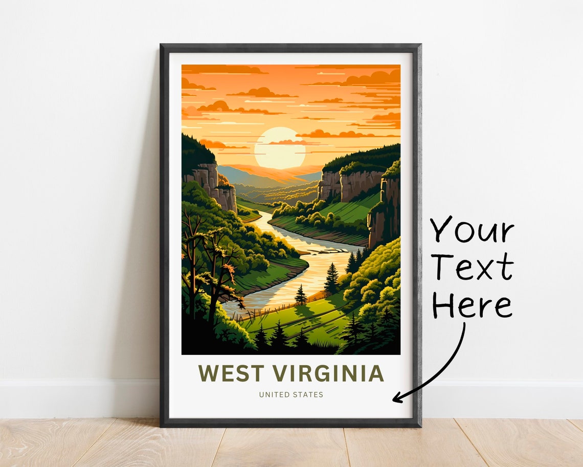 Personalized West Virginia River Gorge Sunset Valley Travel Poster