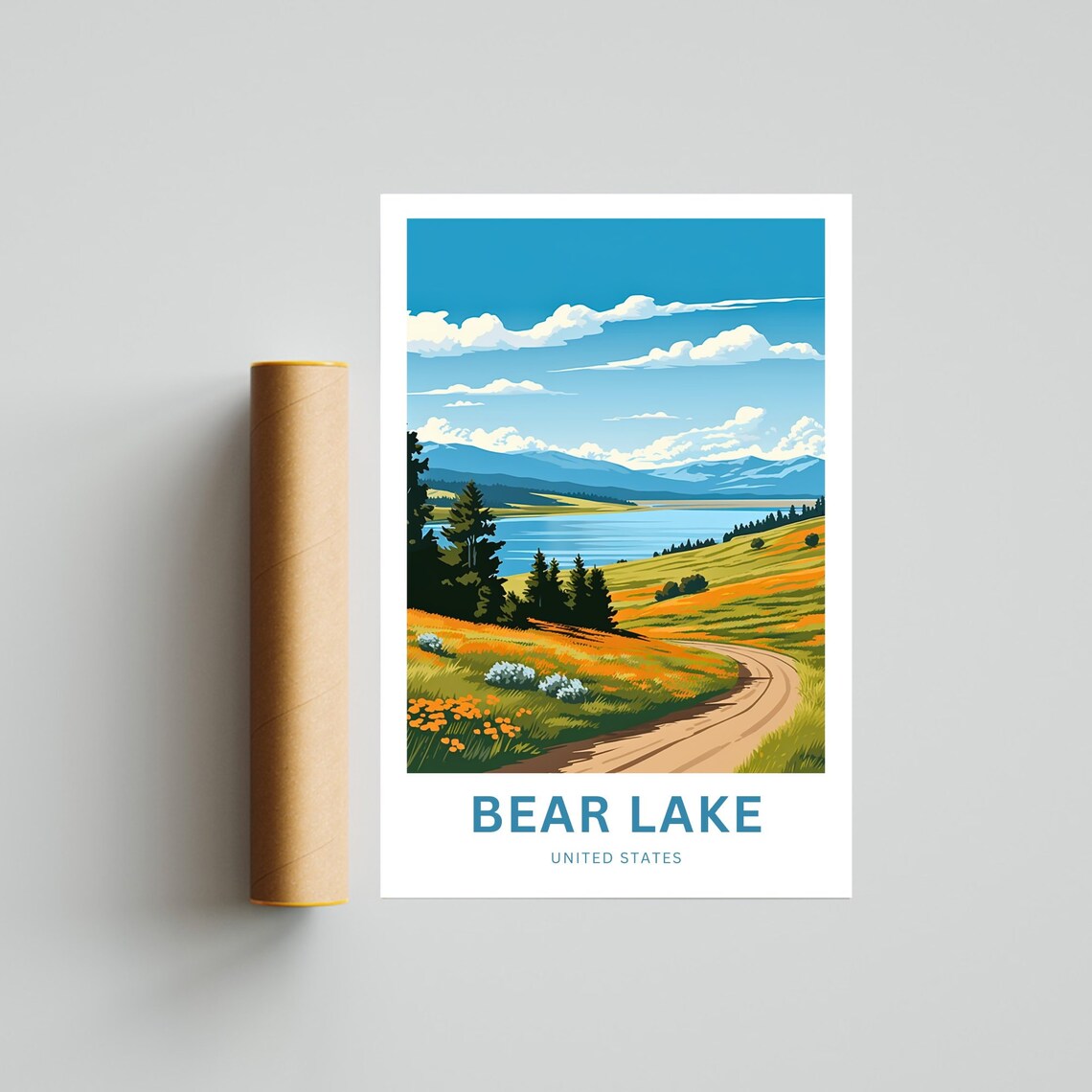 Personalized Bear Lake United States Wildflower Meadow Travel Poster - Image 4